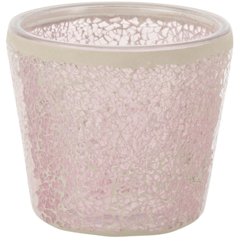 Photophore moderne conique Diamètre 13 cm en Verre Rose Motif mosaïque Nadox - 1
