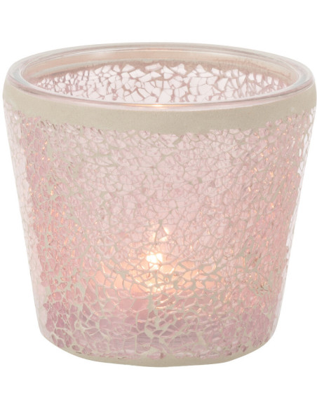Photophore moderne conique Diamètre 13 cm en Verre Rose Motif mosaïque Nadox - 2