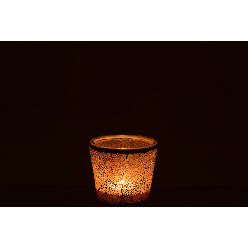 Photophore moderne conique Diamètre 13 cm en Verre Rose Motif mosaïque Nadox - 3