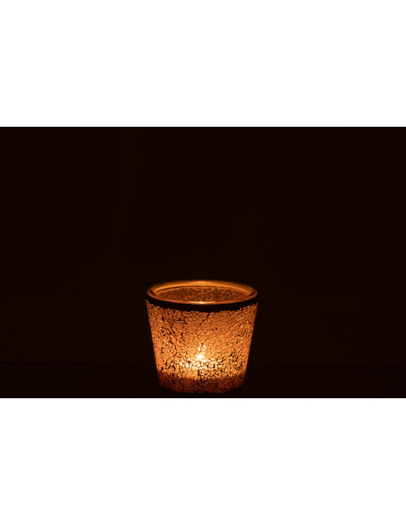 Photophore moderne conique Diamètre 13 cm en Verre Rose Motif mosaïque Nadox - 3