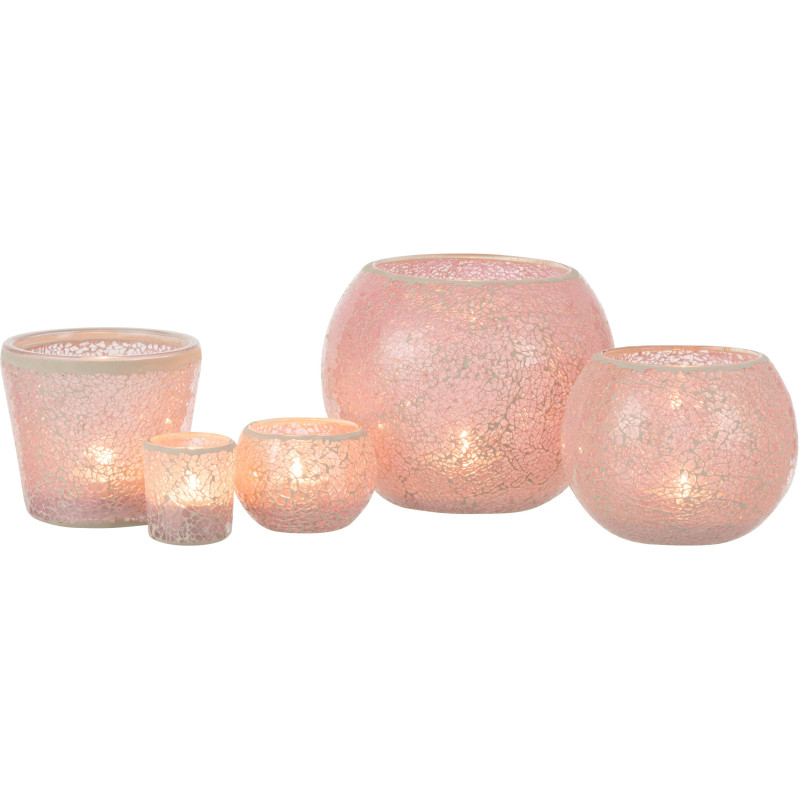 Photophore moderne conique Diamètre 13 cm en Verre Rose Motif mosaïque Nadox - 5