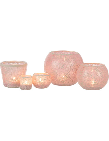 Photophore moderne conique Diamètre 13 cm en Verre Rose Motif mosaïque Nadox - 5