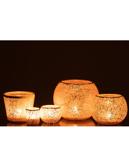 Photophore moderne conique Diamètre 13 cm en Verre Rose Motif mosaïque Nadox - 6