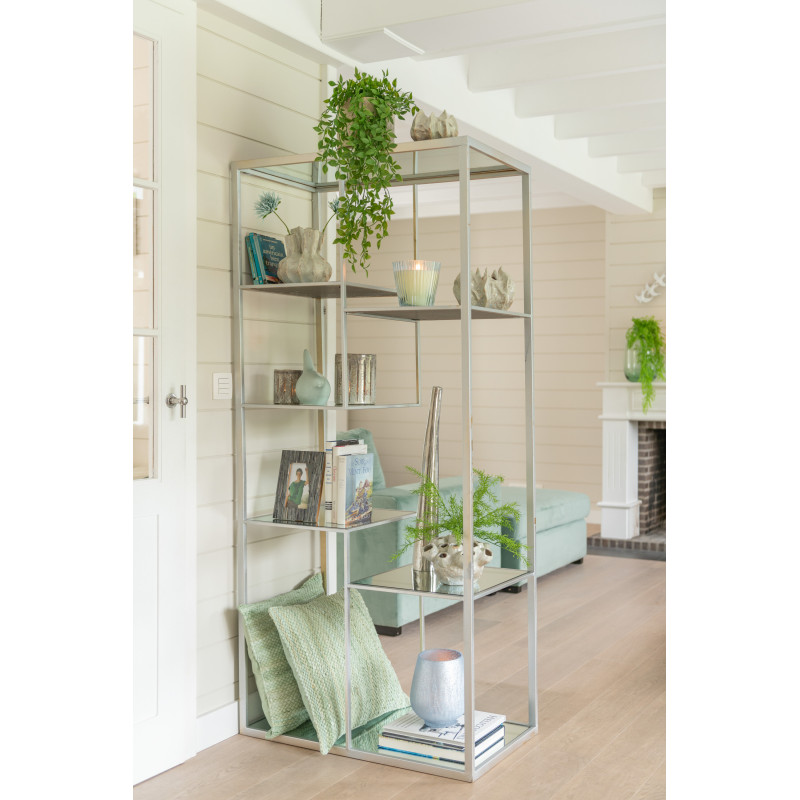 Photophore original XL Hauteur 15 cm en Verre Argenté Motif lignes Arnonk (Lot de 2) - 2