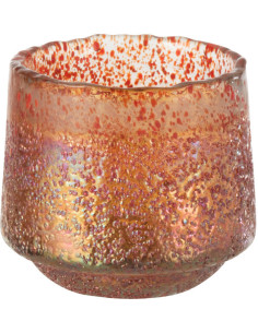 Photophore moderne Diamètre 14 cm en Verre Orange Motif pois Huron - 1