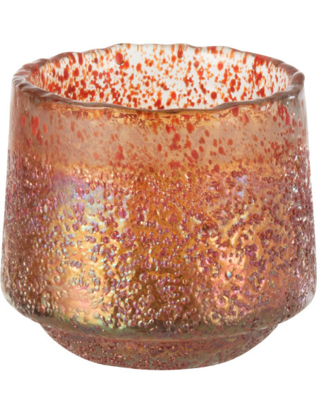 Photophore moderne Diamètre 14 cm en Verre Orange Motif pois Huron - 1