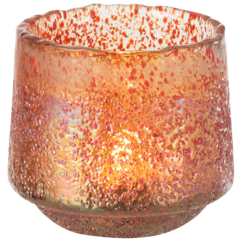 Photophore moderne Diamètre 14 cm en Verre Orange Motif pois Huron - 2