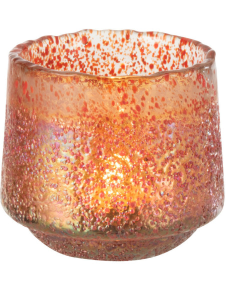 Photophore moderne Diamètre 14 cm en Verre Orange Motif pois Huron - 2