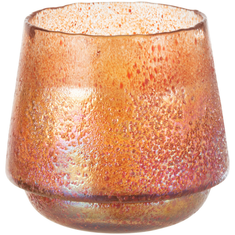 Photophore moderne XL Diamètre 22 cm en Verre Orange Motif pois Huron - 1