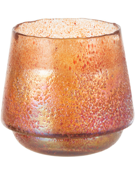 Photophore moderne XL Diamètre 22 cm en Verre Orange Motif pois Huron - 1