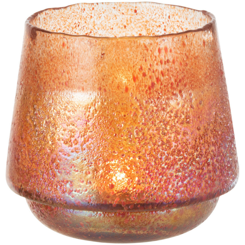 Photophore moderne XL Diamètre 22 cm en Verre Orange Motif pois Huron - 2