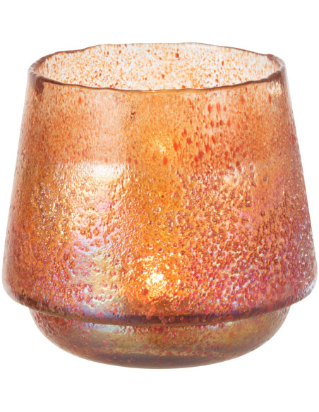 Photophore moderne XL Diamètre 22 cm en Verre Orange Motif pois Huron - 2