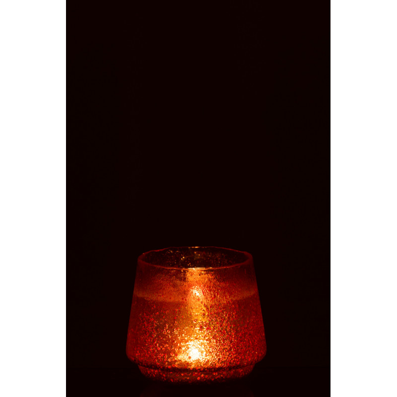 Photophore moderne XL Diamètre 22 cm en Verre Orange Motif pois Huron - 3