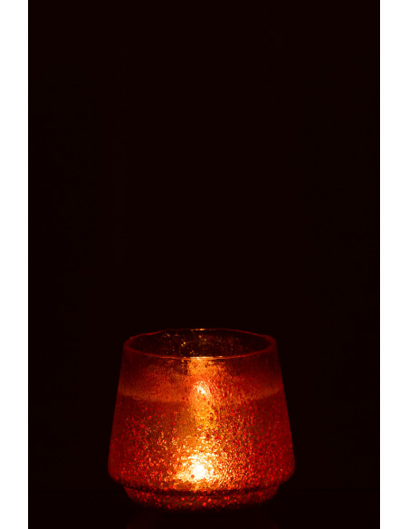 Photophore moderne XL Diamètre 22 cm en Verre Orange Motif pois Huron - 3