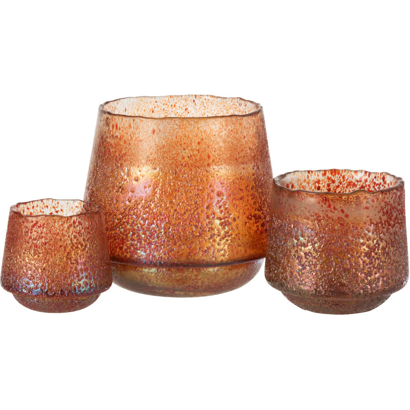 Photophore moderne XL Diamètre 22 cm en Verre Orange Motif pois Huron - 4