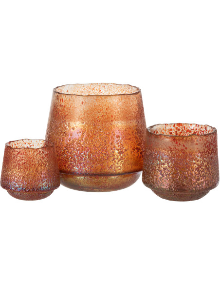 Photophore moderne XL Diamètre 22 cm en Verre Orange Motif pois Huron - 4