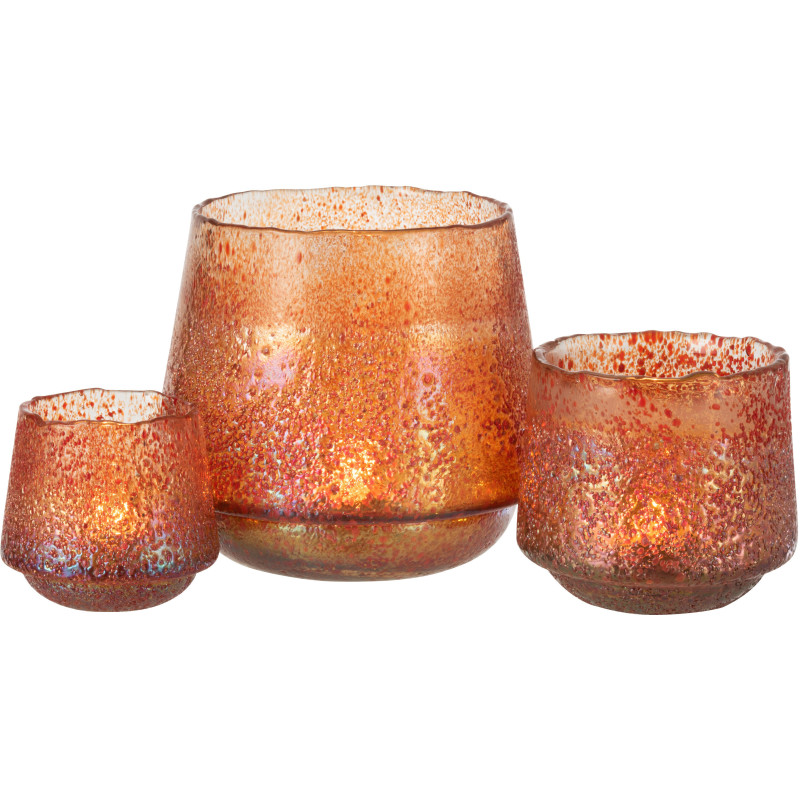 Photophore moderne XL Diamètre 22 cm en Verre Orange Motif pois Huron - 5