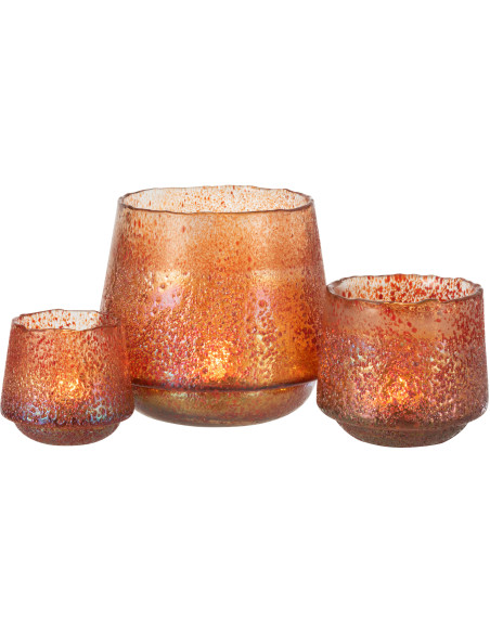 Photophore moderne XL Diamètre 22 cm en Verre Orange Motif pois Huron - 5