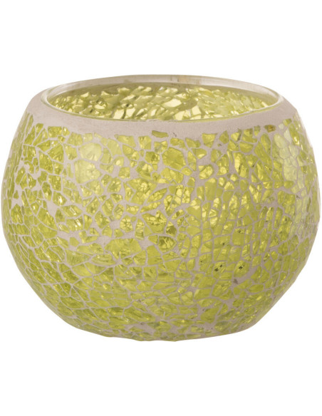 Photophore moderne rond Diamètre 10 cm en Verre Jaune Motif mosaïque Ivorl - 1