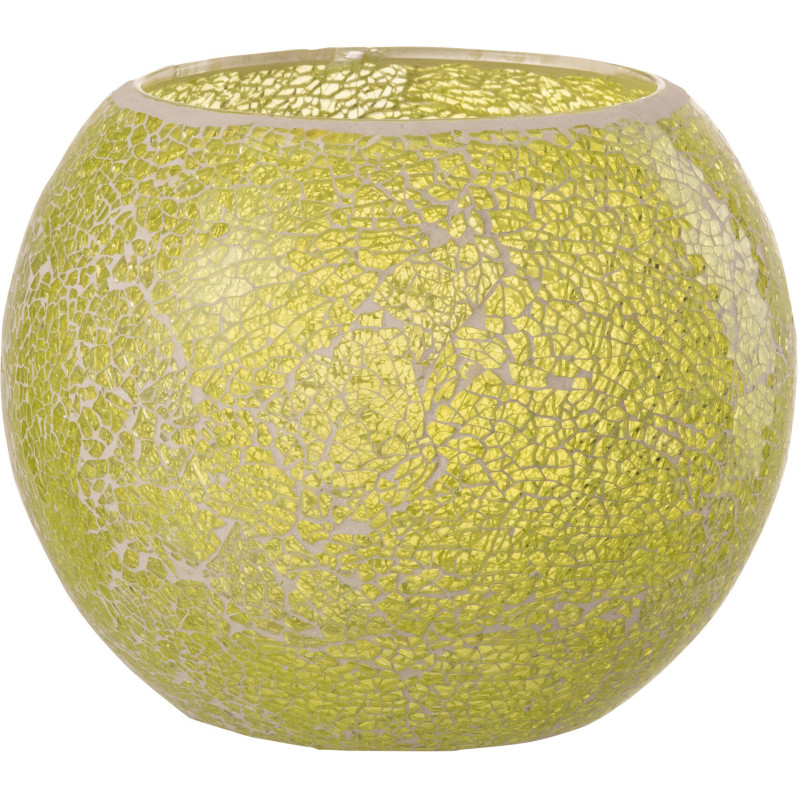 Photophore moderne rond XL Diamètre 20 cm en Verre Jaune Motif mosaïque Ivorl - 1