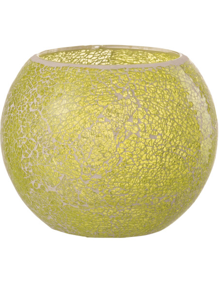 Photophore moderne rond XL Diamètre 20 cm en Verre Jaune Motif mosaïque Ivorl - 1