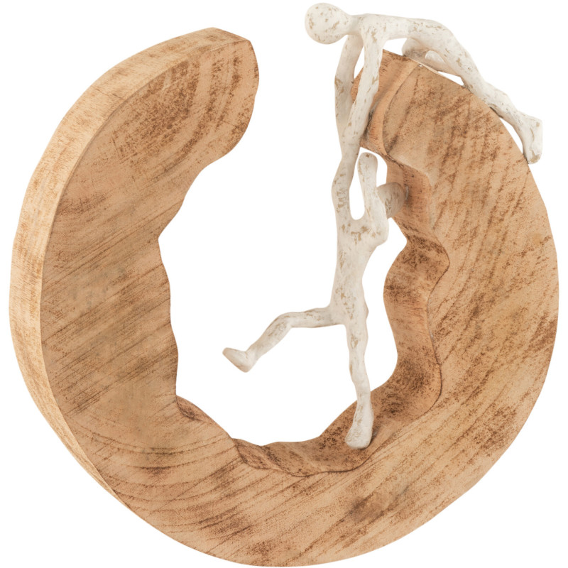 Objet déco à poser abstrait Escalade 29 cm en Bois de manguier Naturel Métal Blanc Ulven - 1