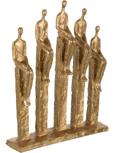 Statue déco originale 5 personnages assis Hauteur 40 cm en Résine Doré Jalie - 1