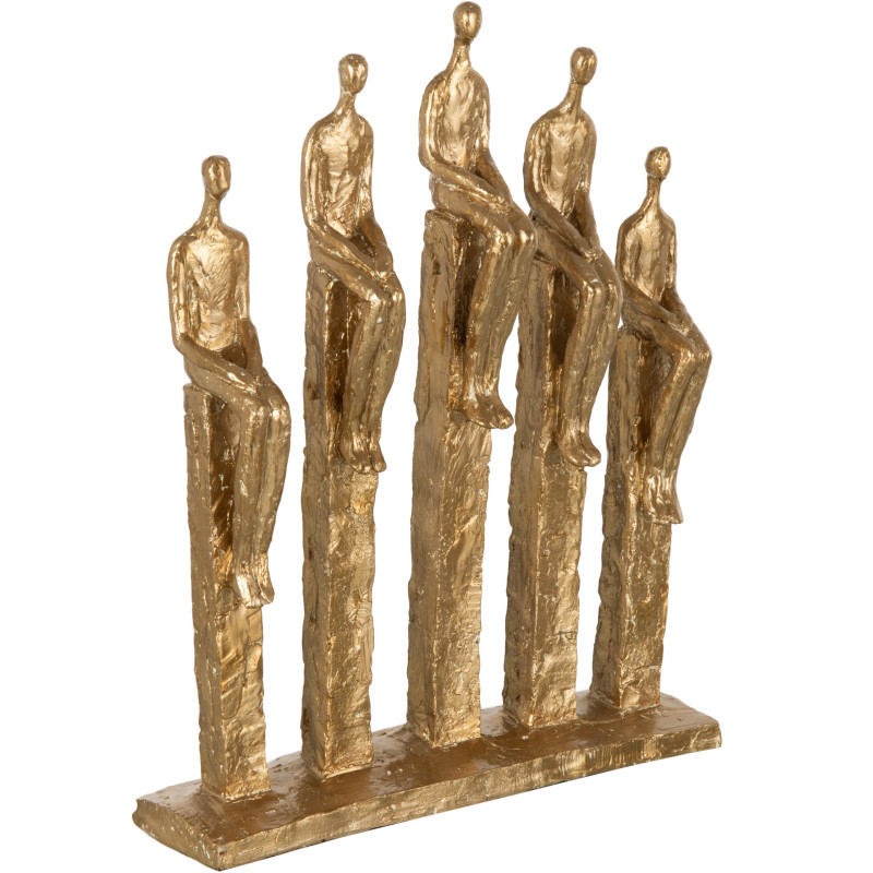Statue déco originale 5 personnages assis Hauteur 40 cm en Résine Doré Jalie - 1