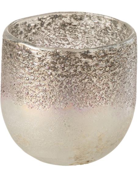 Photophore moderne Diamètre 10 cm en Verre Gris Rose Milano - 1