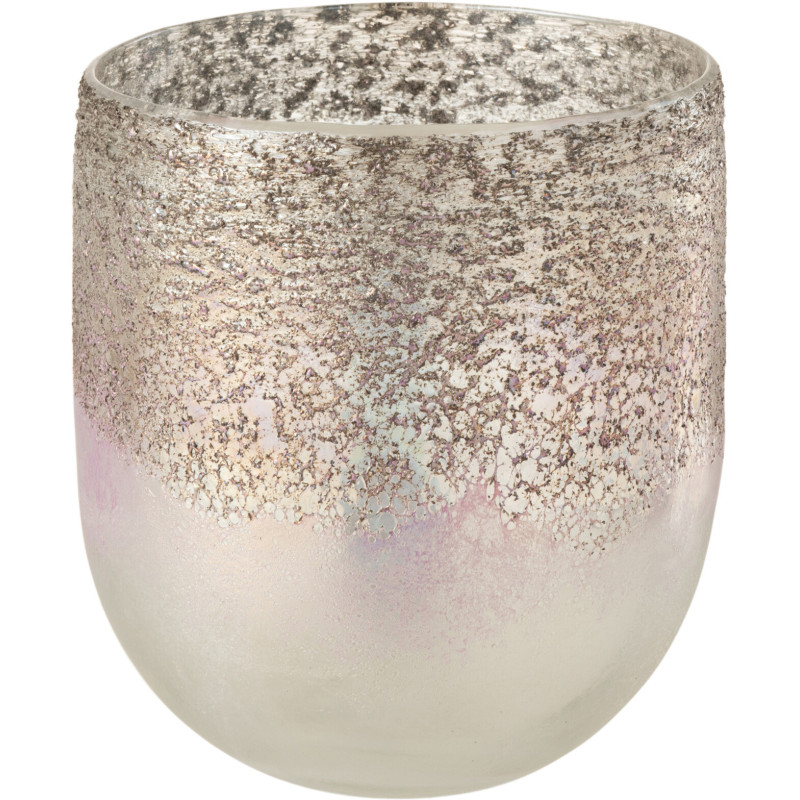 Photophore moderne Diamètre 13 cm en Verre Gris Rose Milano - 1