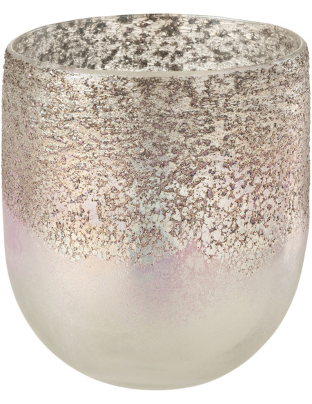 Photophore moderne Diamètre 13 cm en Verre Gris Rose Milano - 1