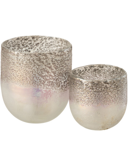 Photophore moderne Diamètre 13 cm en Verre Gris Rose Milano - 4