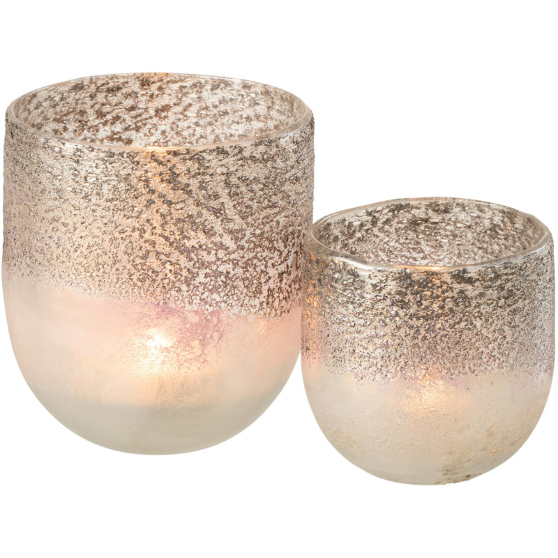 Photophore moderne Diamètre 13 cm en Verre Gris Rose Milano - 5