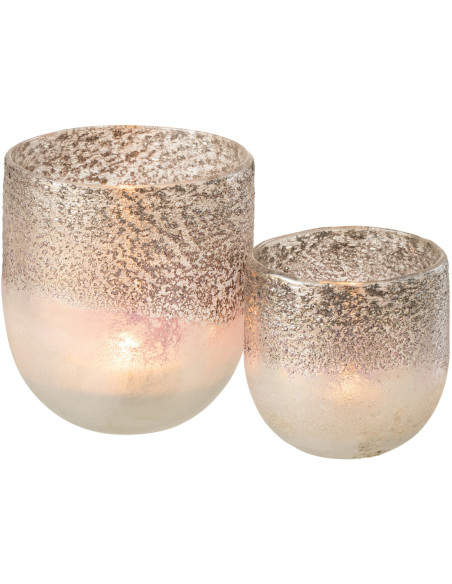 Photophore moderne Diamètre 13 cm en Verre Gris Rose Milano - 5