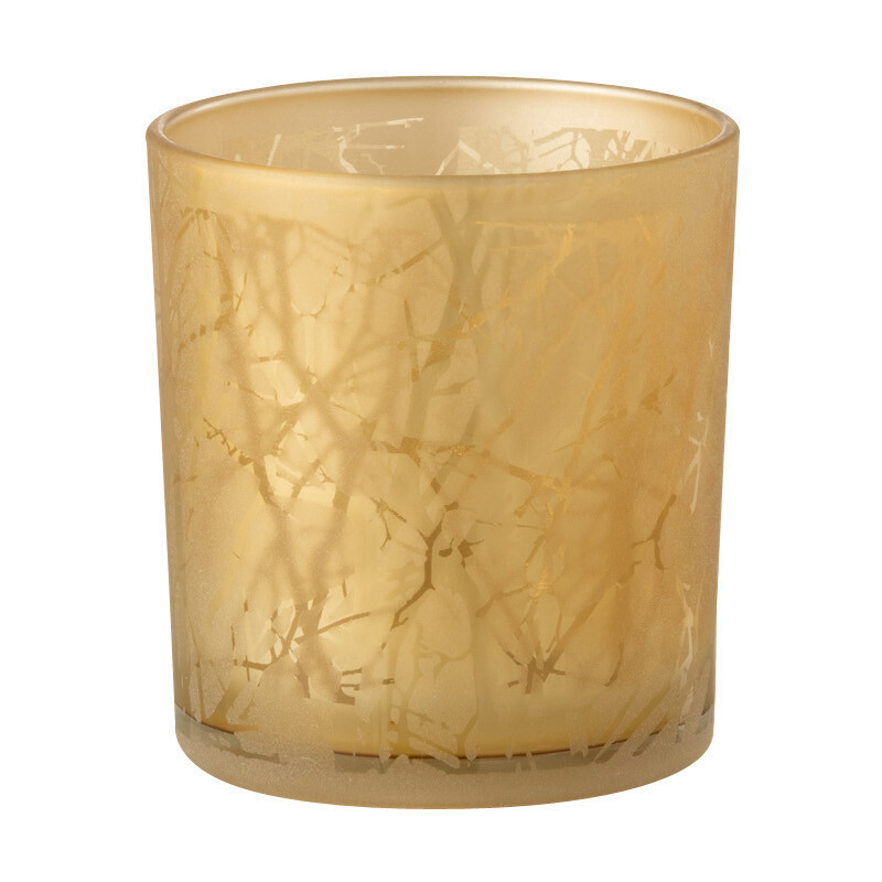 Photophore original Diamètre 7 cm en Verre Doré Motif branches Drelon - 1