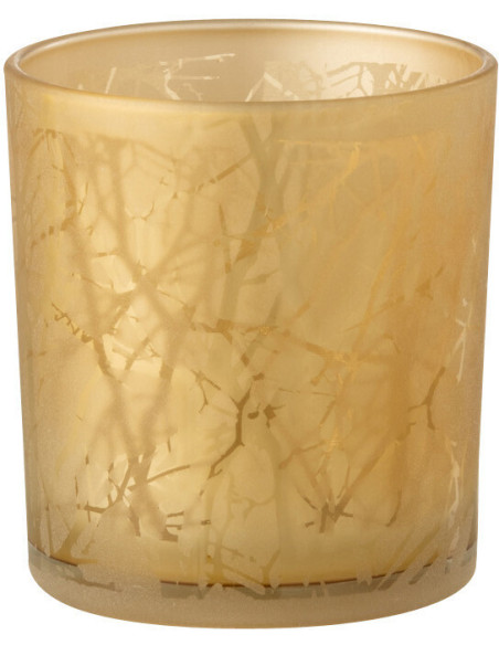 Photophore original Diamètre 7 cm en Verre Doré Motif branches Drelon - 1