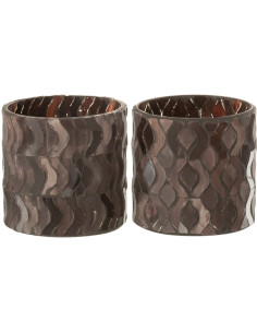 Photophore moderne Diamètre 8 cm en Verre Marron Motif géométrique Krelion (Lot de 2) - 1