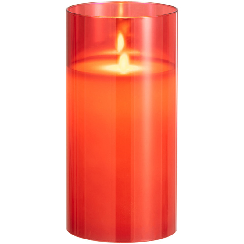 Bougie Led XL moderne Hauteur 20 cm en Verre Rouge Agma - 3