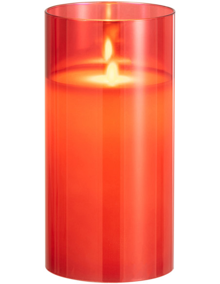 Bougie Led XL moderne Hauteur 20 cm en Verre Rouge Agma - 3