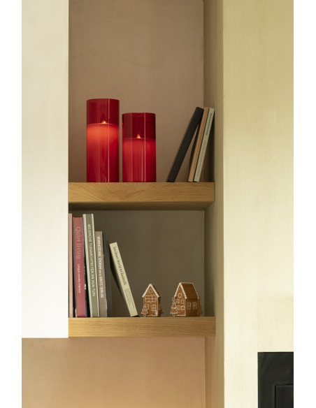 Bougie Led XL moderne Hauteur 20 cm en Verre Rouge Agma - 2