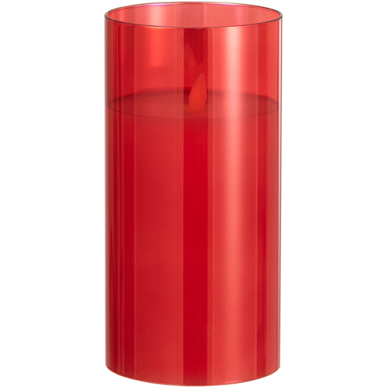 Bougie Led XL moderne Hauteur 20 cm en Verre Rouge Agma - 1