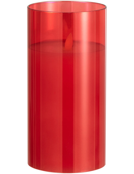 Bougie Led XL moderne Hauteur 20 cm en Verre Rouge Agma - 1