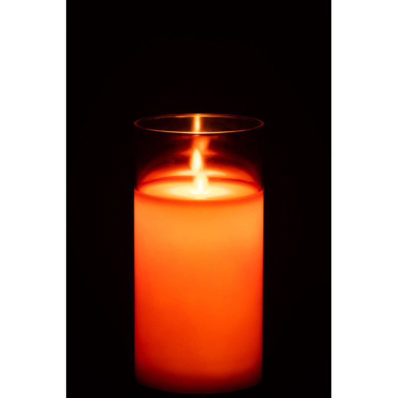 Bougie Led XL moderne Hauteur 20 cm en Verre Rouge Agma - 4