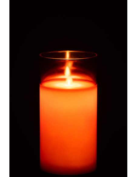 Bougie Led XL moderne Hauteur 20 cm en Verre Rouge Agma - 4
