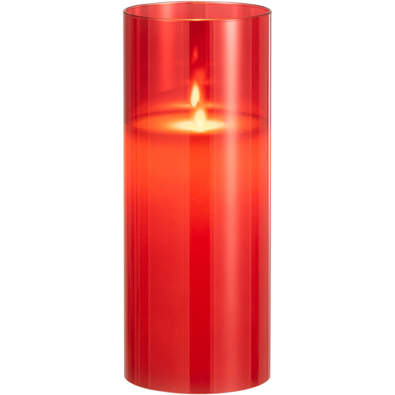 Bougie Led XXL moderne Hauteur 25 cm en Verre Rouge Agma - 3