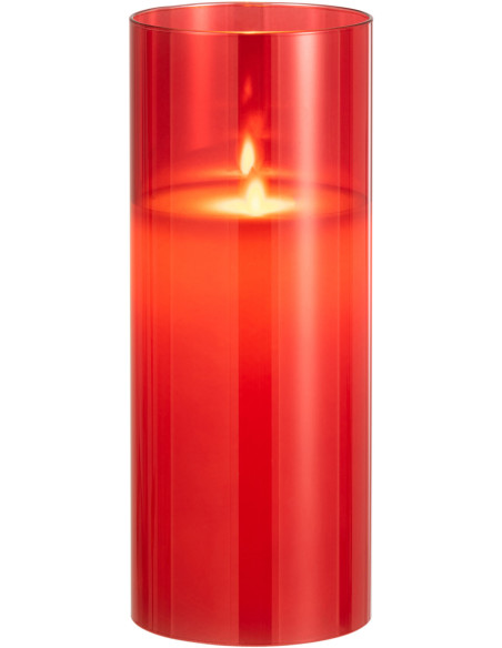 Bougie Led XXL moderne Hauteur 25 cm en Verre Rouge Agma - 3