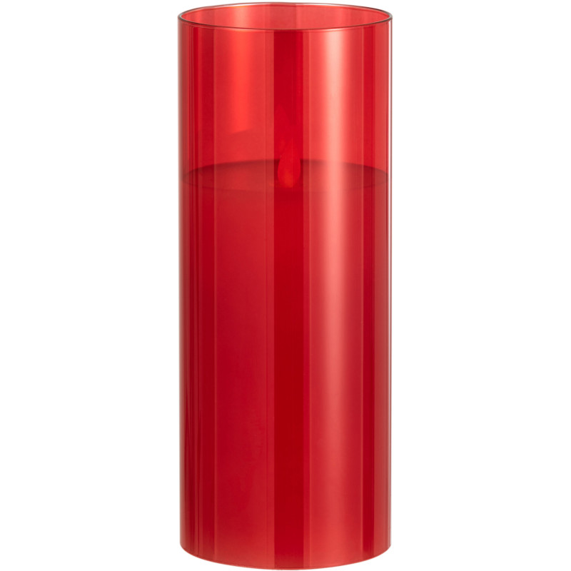 Bougie Led XXL moderne Hauteur 25 cm en Verre Rouge Agma - 1