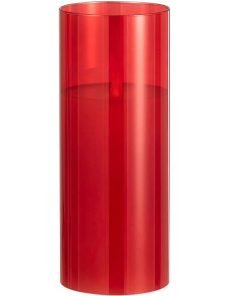Bougie Led XXL moderne Hauteur 25 cm en Verre Rouge Agma - 1