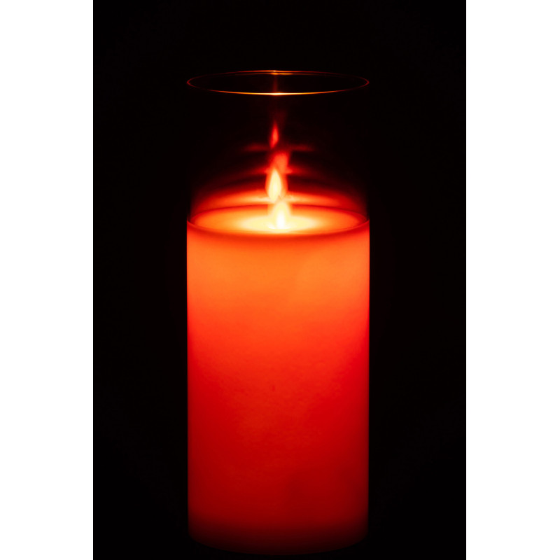 Bougie Led XXL moderne Hauteur 25 cm en Verre Rouge Agma - 4