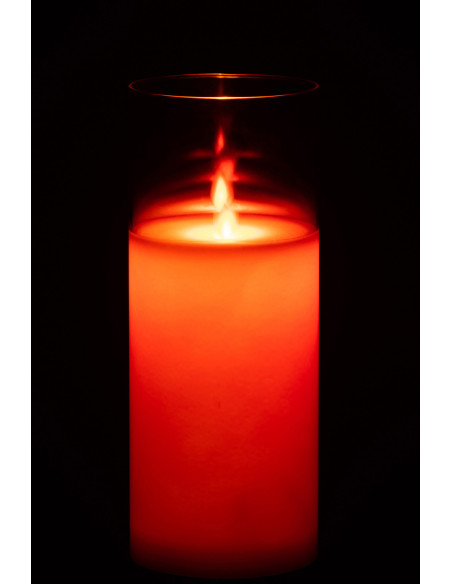 Bougie Led XXL moderne Hauteur 25 cm en Verre Rouge Agma - 4
